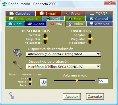 Opciones Configuracin - Voz