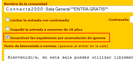 Desactivar la Expulsin por Ignores